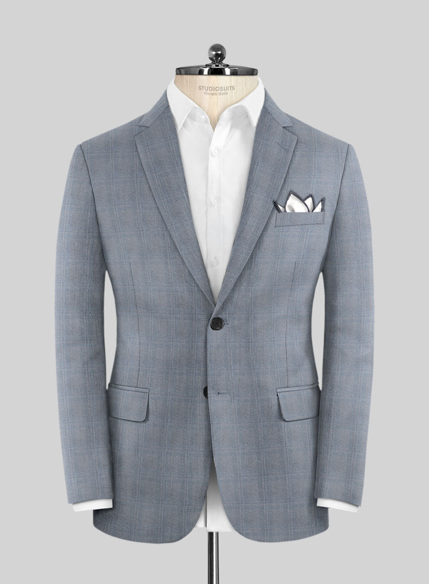 Caccioppoli Sun Dream Quirrt Light Blue Wool Silk Jacket - StudioSuits