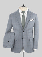 Caccioppoli Sun Dream Quirrt Light Blue Wool Silk Suit - StudioSuits