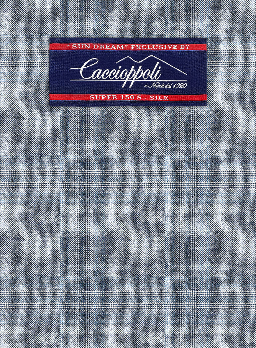 Caccioppoli Sun Dream Quirrt Light Blue Wool Silk Suit - StudioSuits