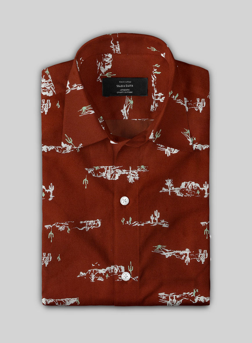 Cactus Landscape Cotton Lycra Shirt - StudioSuits