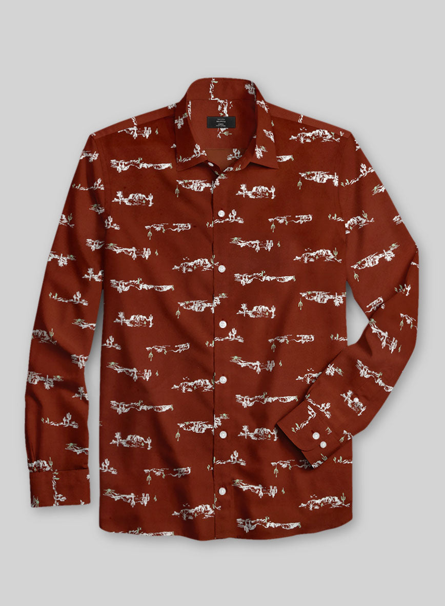 Cactus Landscape Cotton Lycra Shirt - StudioSuits