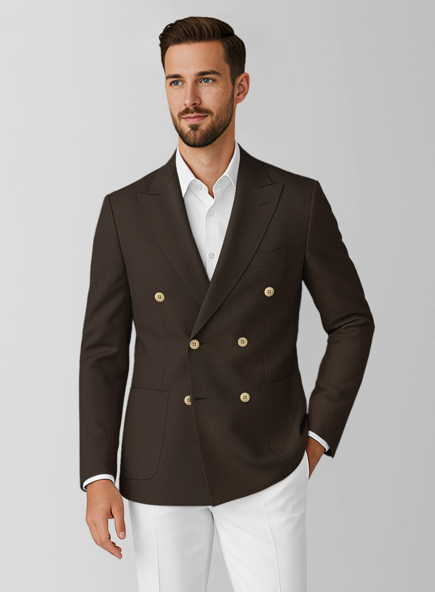 Caffe Brown Stretch Chino Double Breasted Jacket - StudioSuits