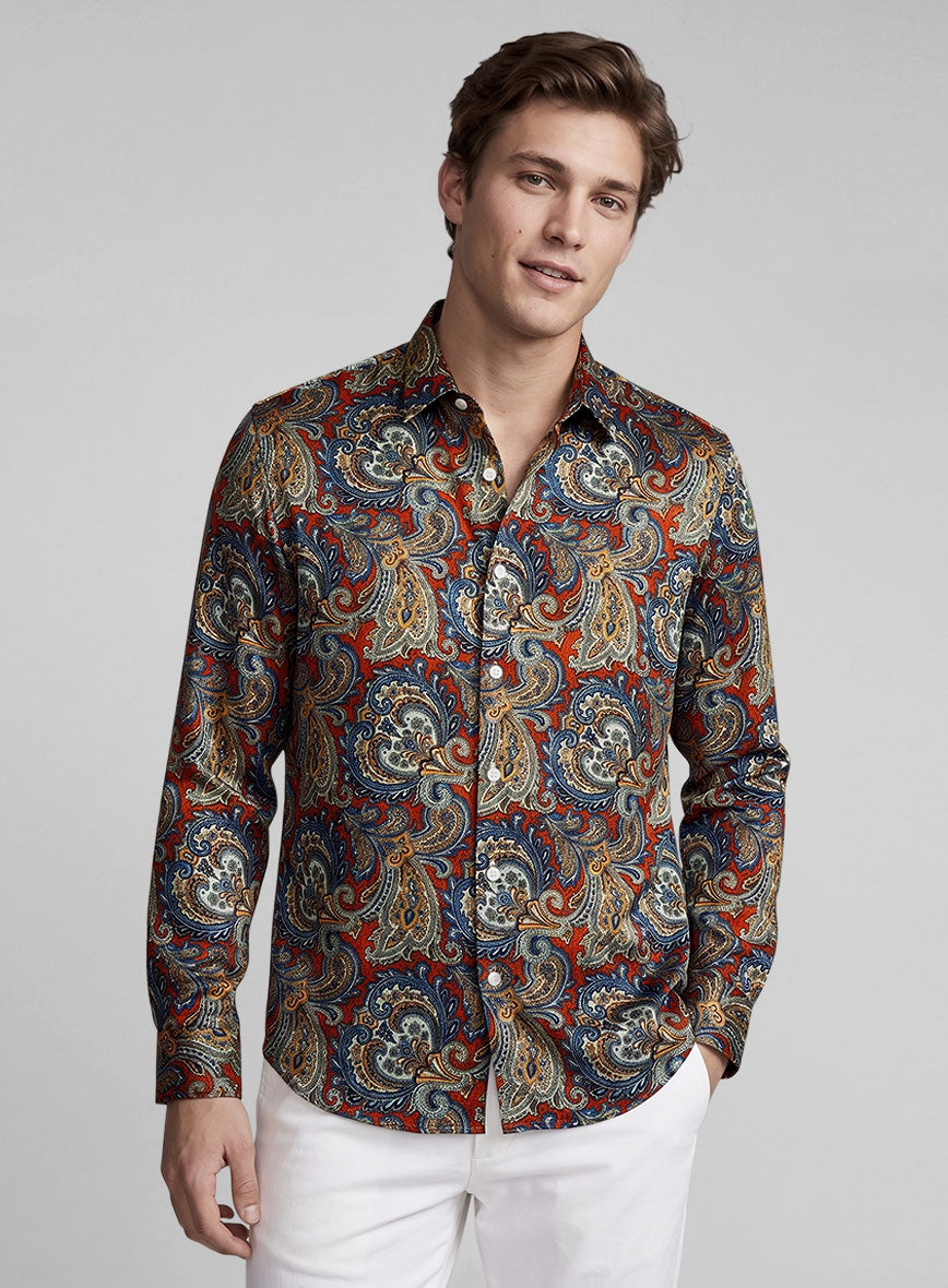 Caldris Paisley Silk Shirt - StudioSuits