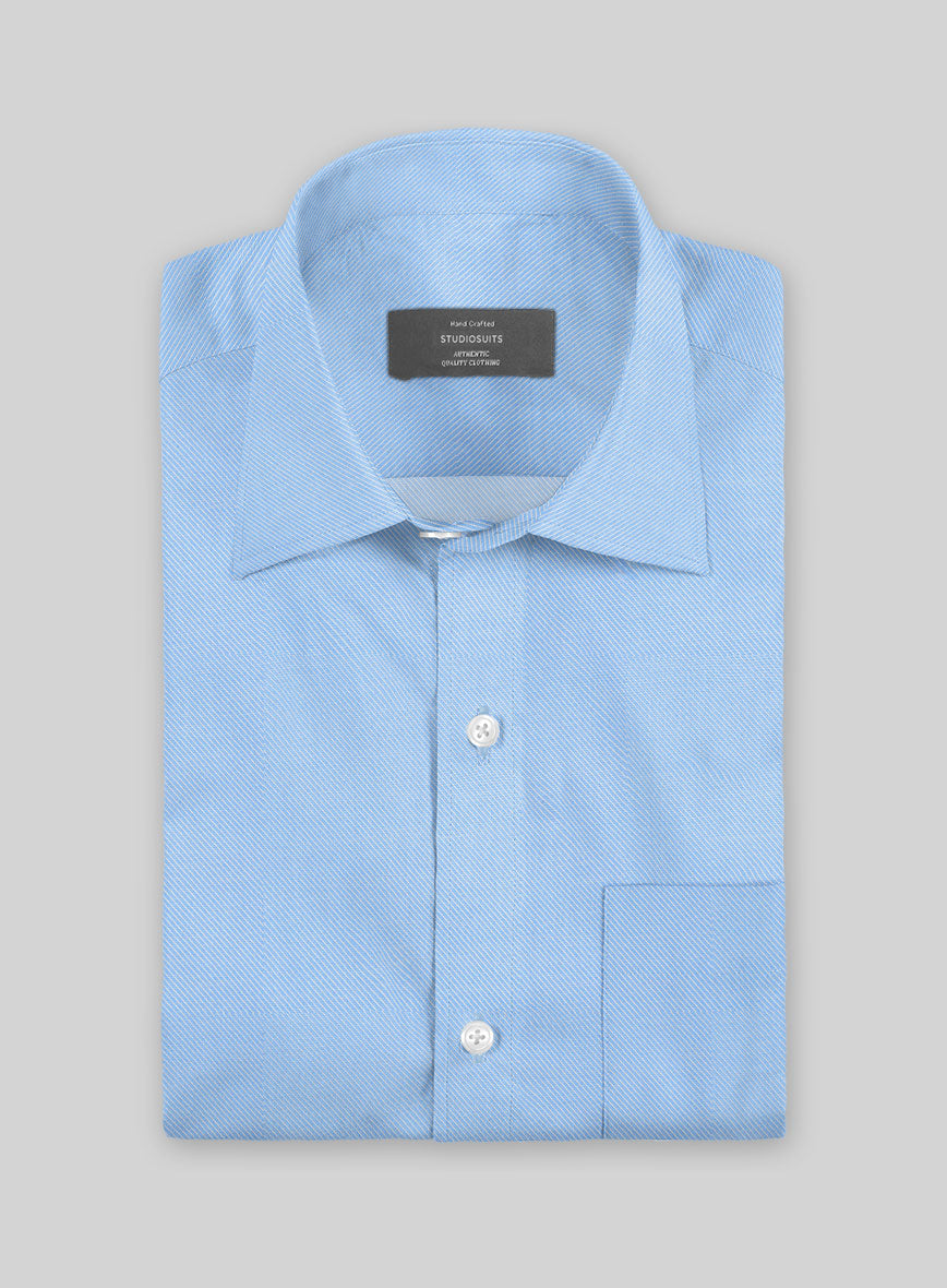 Cambridge Blue Twill Cotton Shirt - StudioSuits
