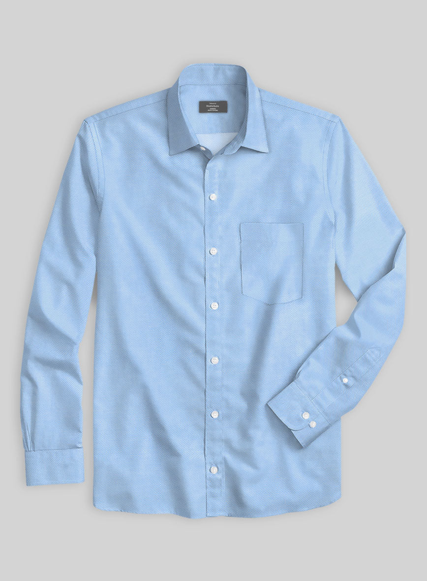 Cambridge Blue Twill Cotton Shirt - StudioSuits