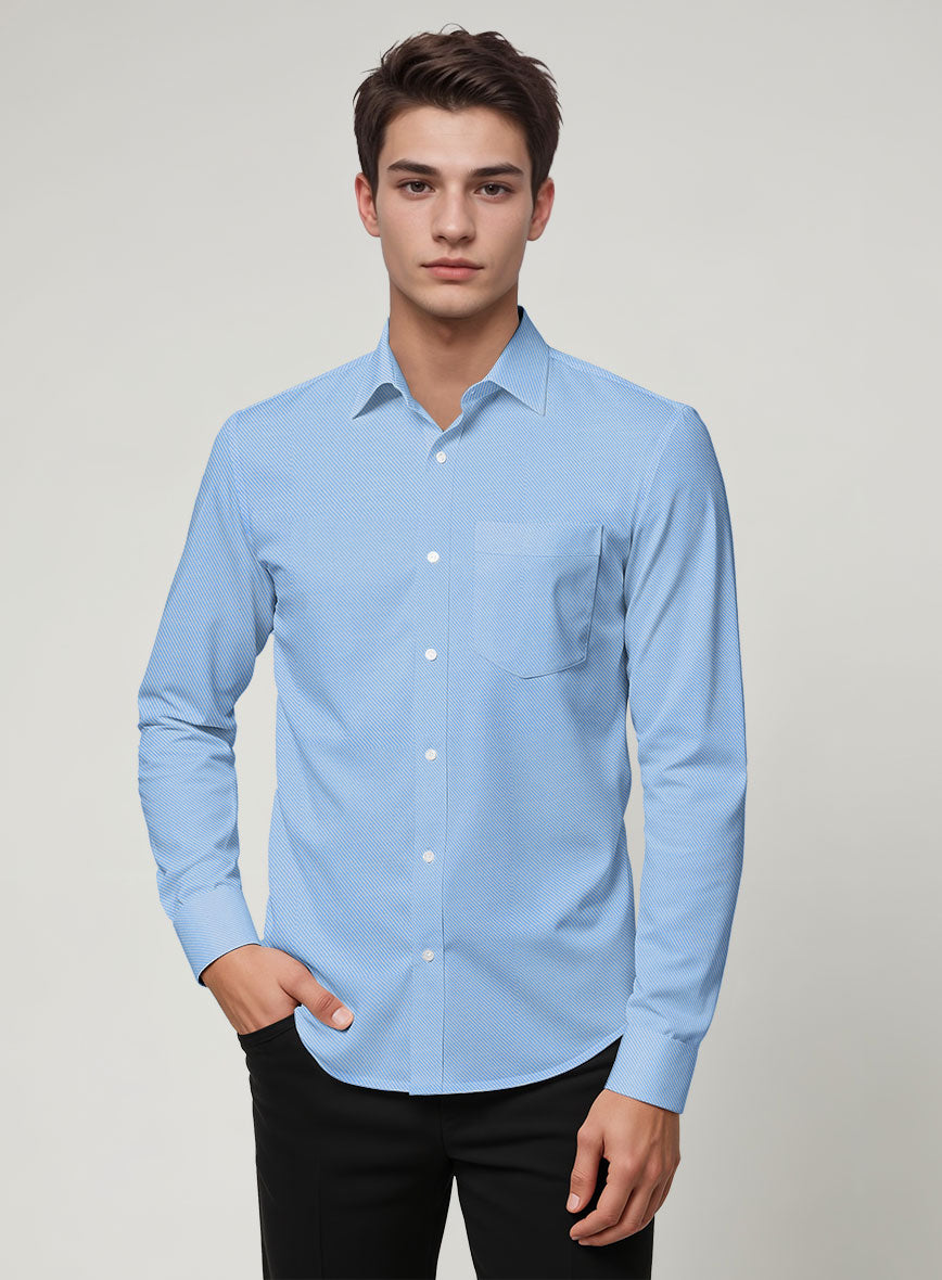 Cambridge Blue Twill Cotton Shirt - StudioSuits