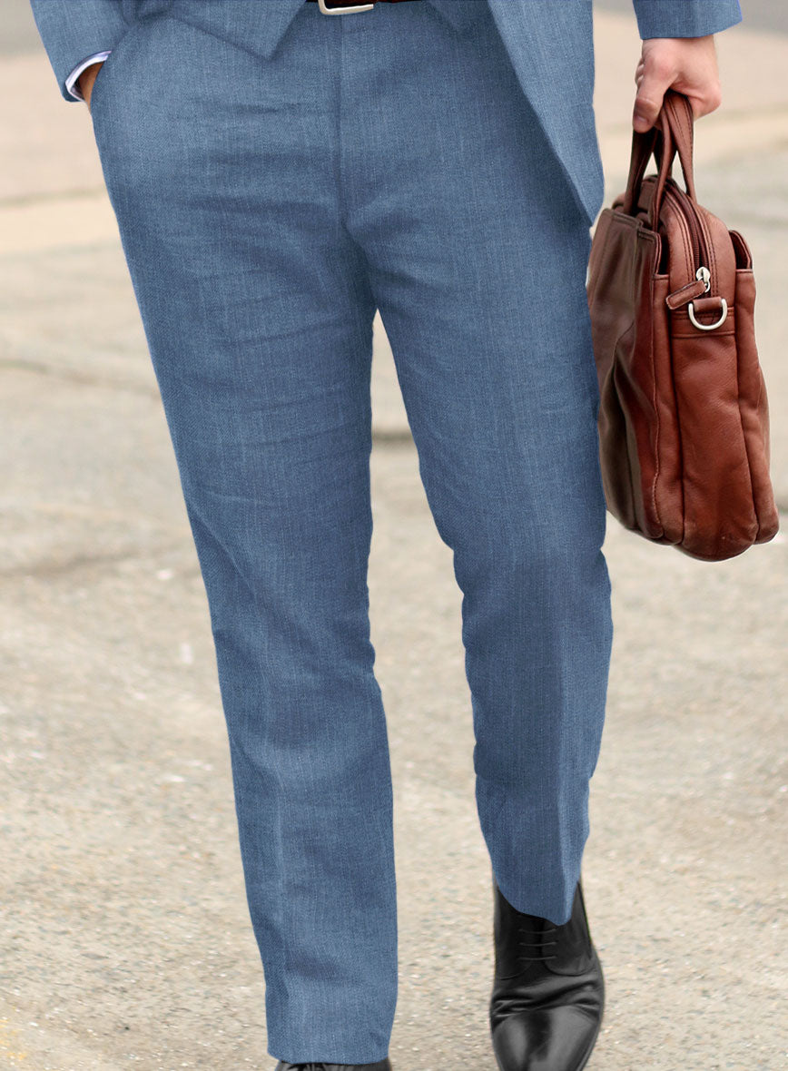 Campari Field Blue Linen Pants - StudioSuits