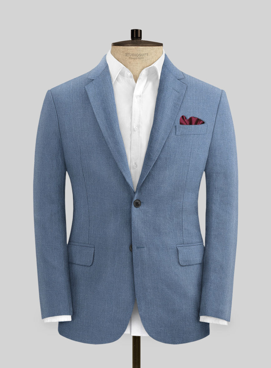 Campari Field Blue Linen Suit - StudioSuits
