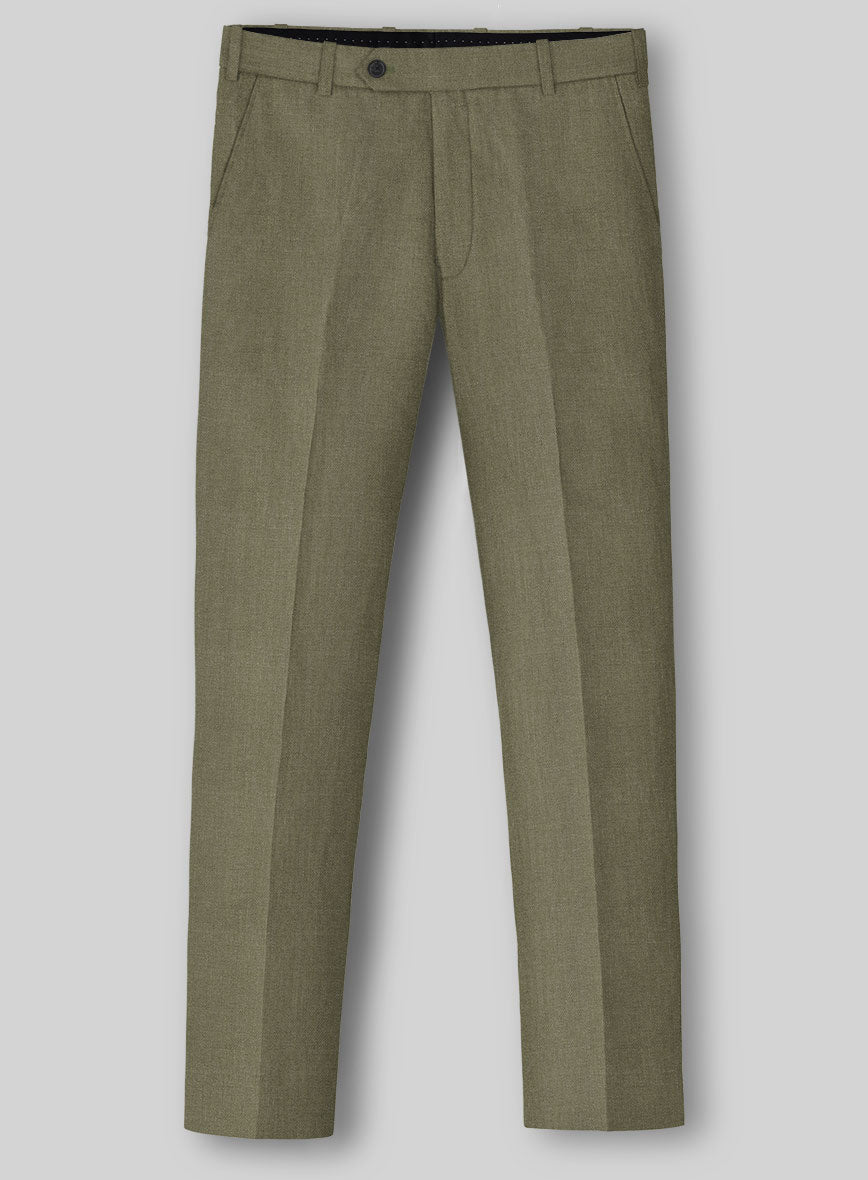 Campari Rustic Green Linen Pants - StudioSuits