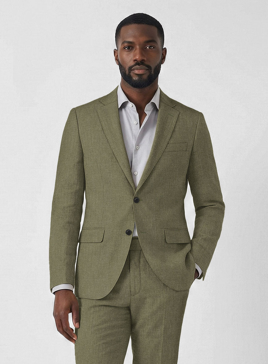 Campari Rustic Green Linen Jacket - StudioSuits
