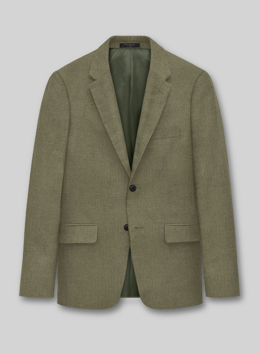 Campari Rustic Green Linen Jacket - StudioSuits
