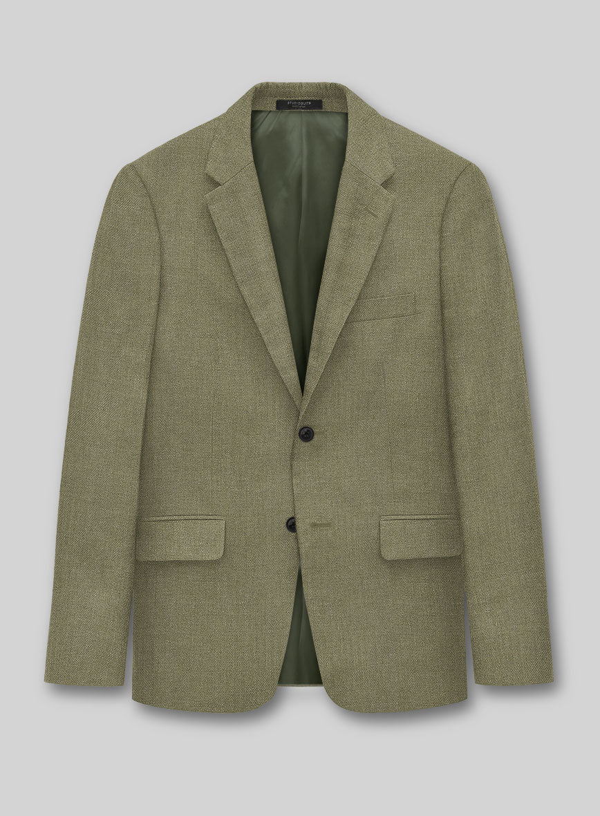 Campari Rustic Green Linen Jacket - StudioSuits
