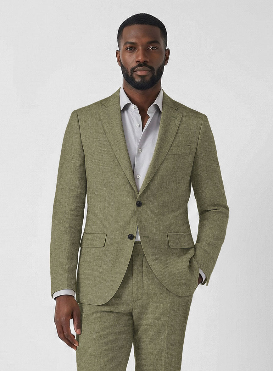 Campari Rustic Green Linen Jacket - StudioSuits