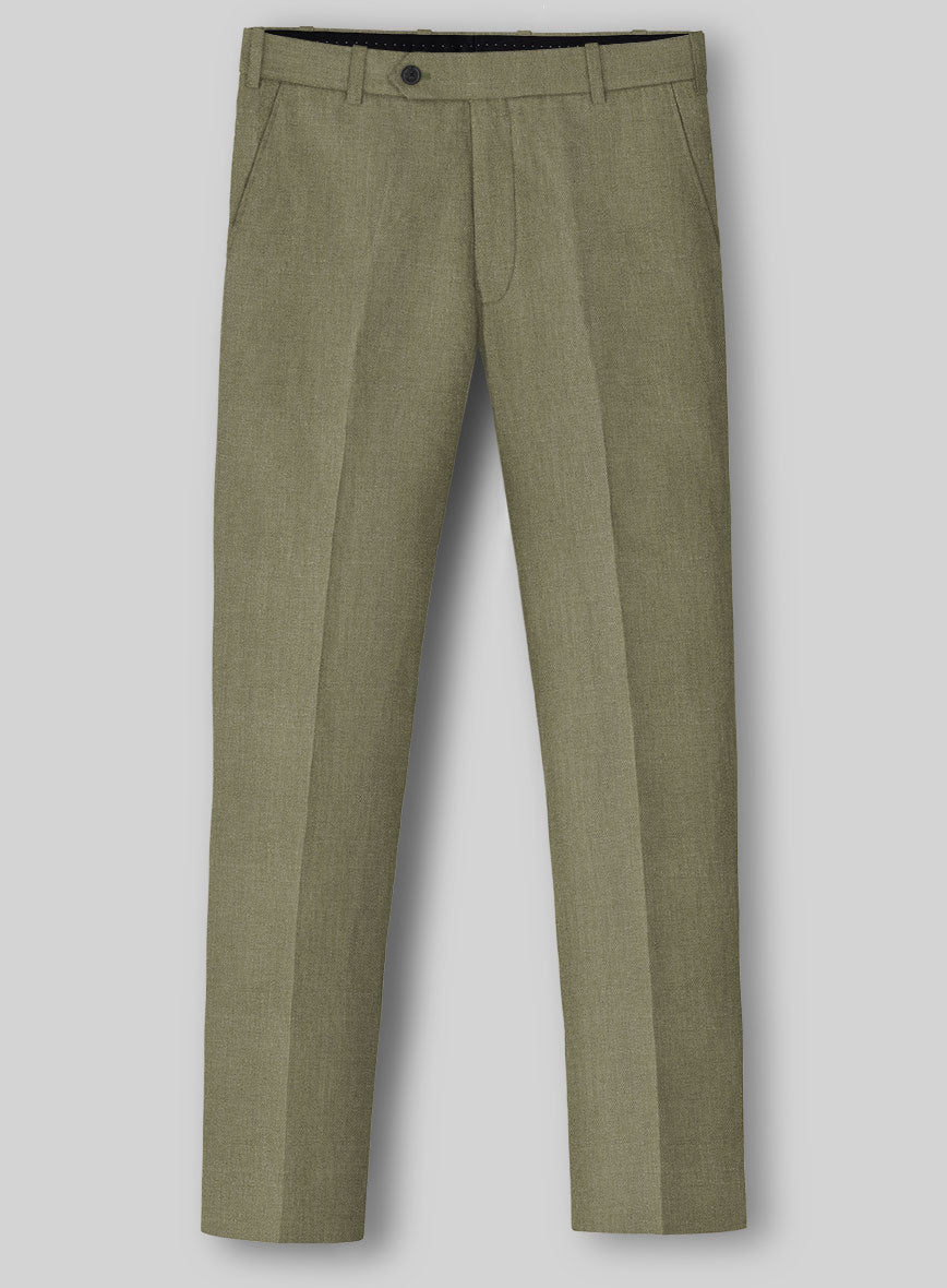 Campari Rustic Green Linen Pants - StudioSuits