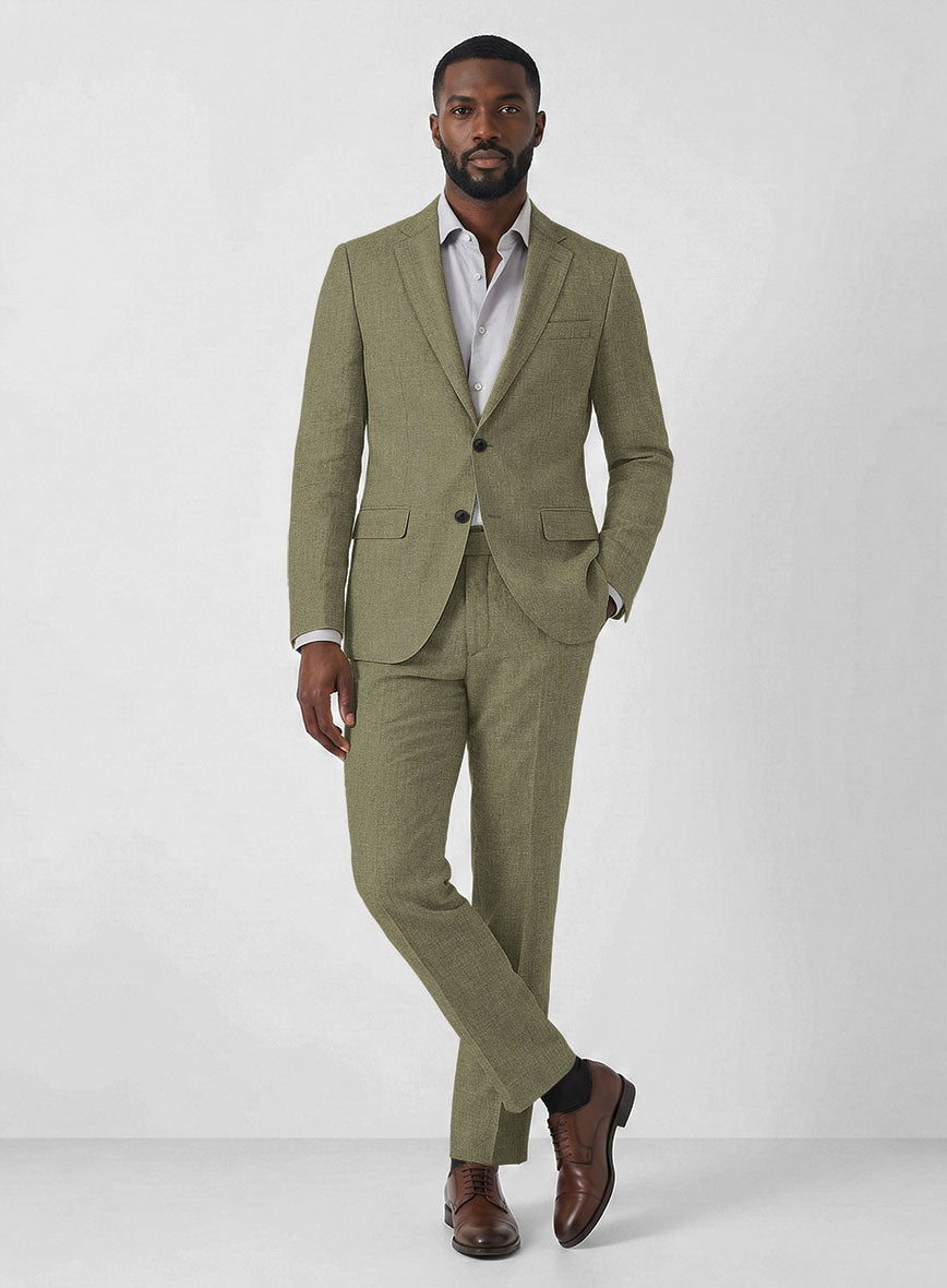Campari Rustic Green Linen Suit - StudioSuits