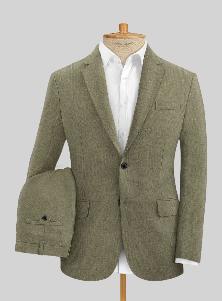 Campari Rustic Green Linen Suit – StudioSuits