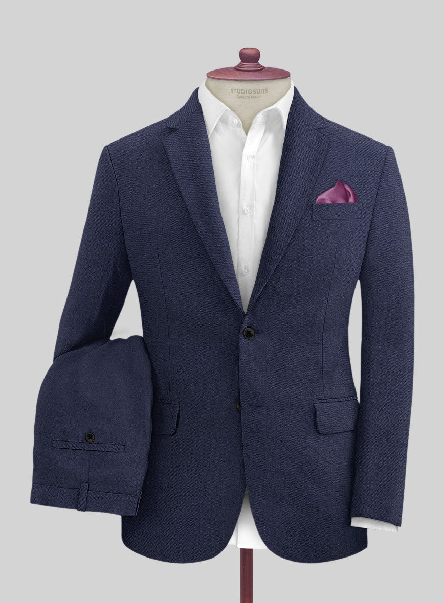 Campari Berry Blue Linen Suit - StudioSuits