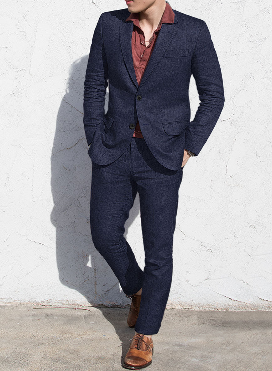 Campari Berry Blue Linen Suit - StudioSuits