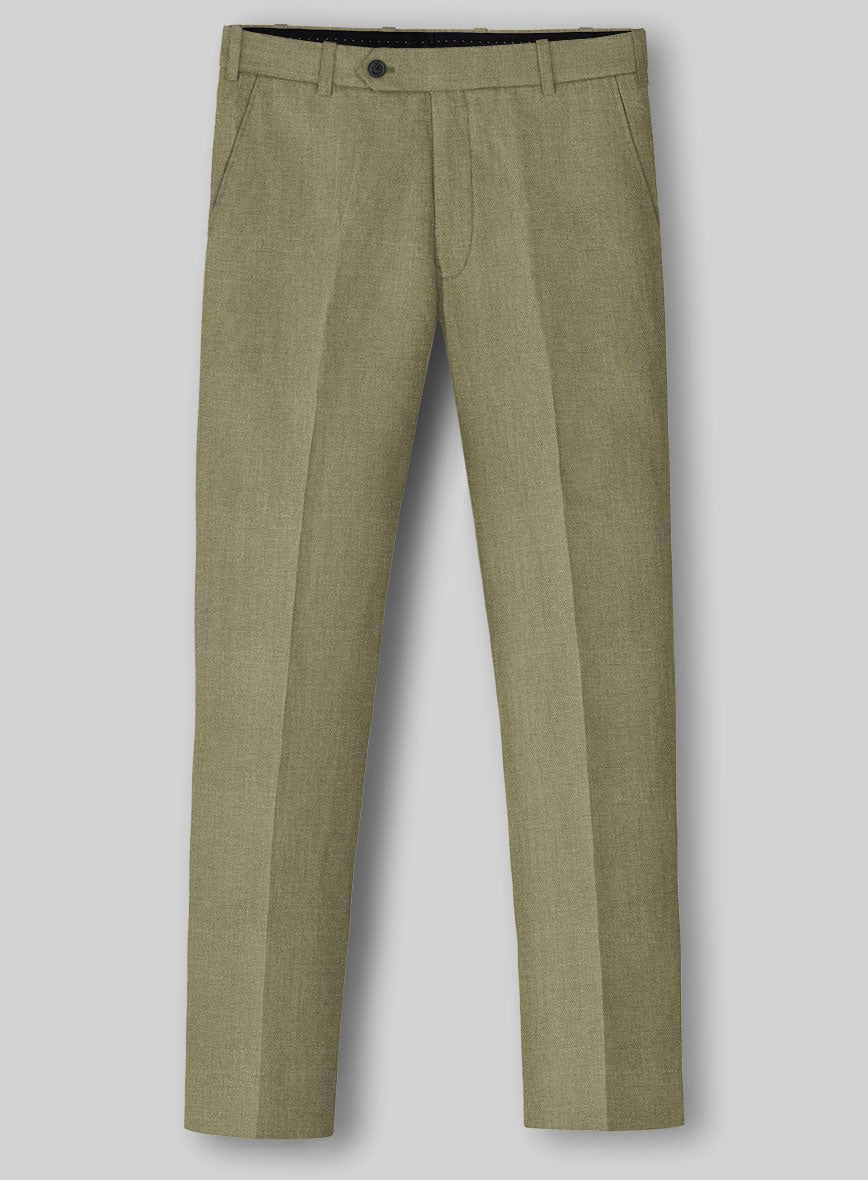 Campari Rustic Green Linen Pants - StudioSuits