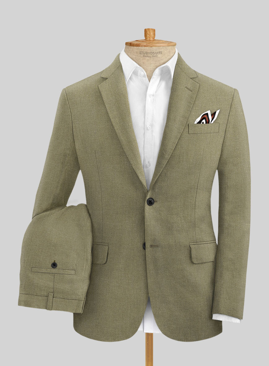 Campari Rustic Green Linen Suit - StudioSuits
