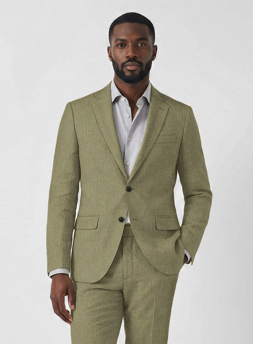 Campari Rustic Green Linen Suit - StudioSuits