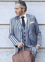 Candy Blue Stripe Lightweight Tweed Jacket - StudioSuits