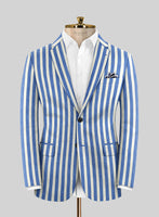 Candy Blue Stripe Lightweight Tweed Jacket - StudioSuits
