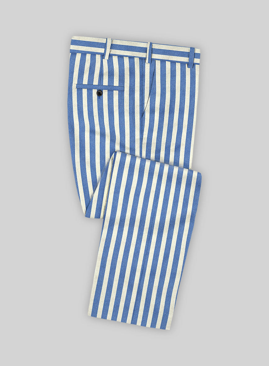 Candy Blue Stripe Lightweight Tweed Pants - StudioSuits