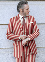 Candy Red Stripe Lightweight Tweed Jacket - StudioSuits
