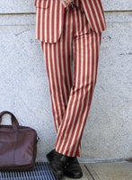 Candy Red Stripe Lightweight Tweed Pants - StudioSuits