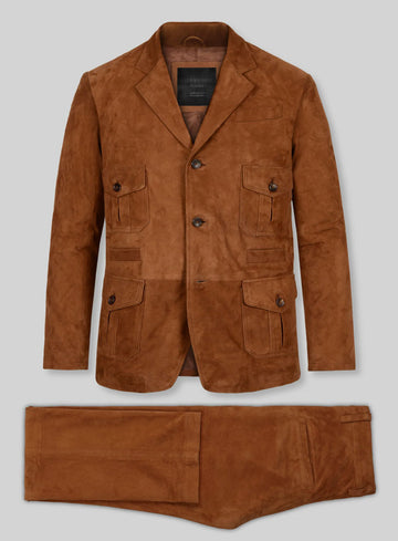 Caramel Brown Suede Leather Suit - #712 - StudioSuits