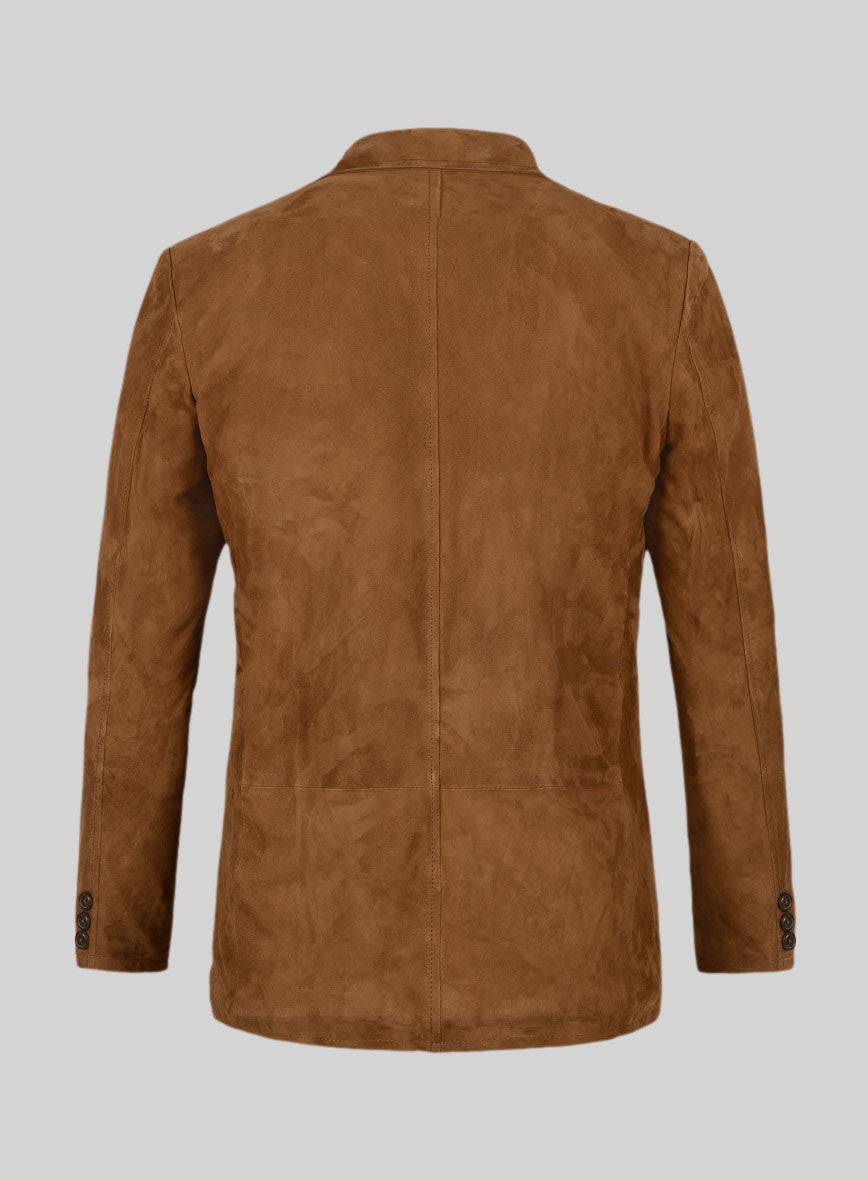 Soft Caramel Brown Suede Leather Blazer - #712 - StudioSuits
