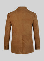 Caramel Brown Suede Leather Pea Coat