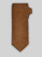 Caramel Brown Suede Tie - StudioSuits