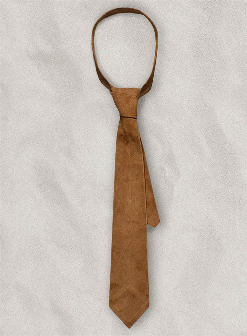 Caramel Brown Suede Tie - StudioSuits