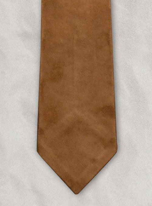 Caramel Brown Suede Tie - StudioSuits