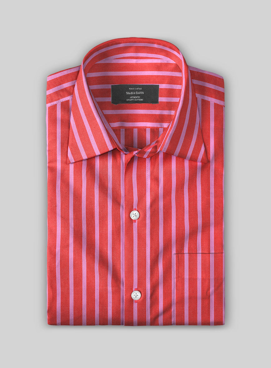 Carmine Stripe Organic Cotton Shirt - StudioSuits
