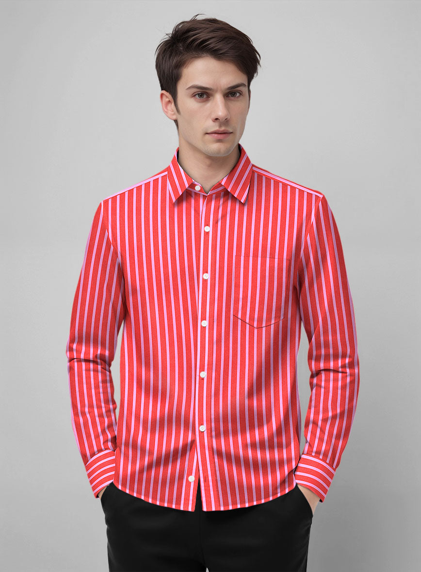 Carmine Stripe Organic Cotton Shirt - StudioSuits
