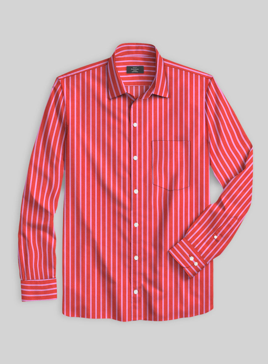 Carmine Stripe Organic Cotton Shirt - StudioSuits