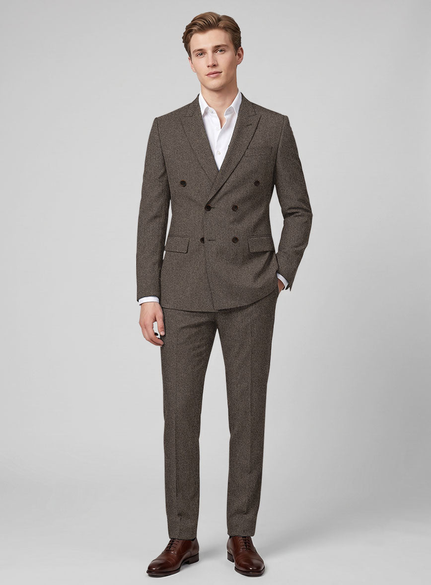 Carre Brown Tweed Double Breasted Suit - StudioSuits