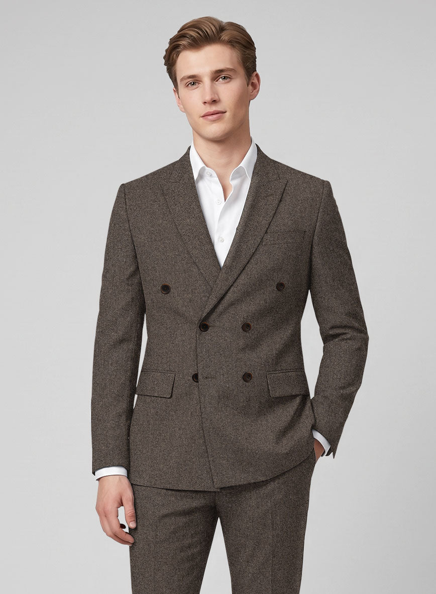 Carre Brown Tweed Double Breasted Suit - StudioSuits