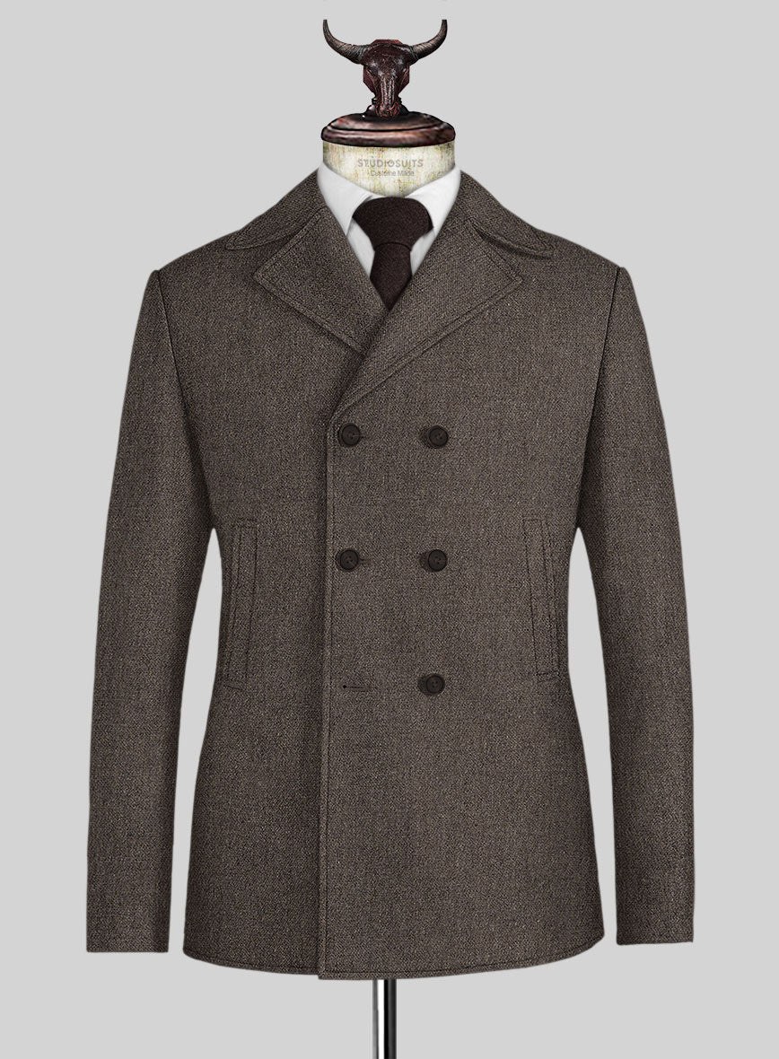 Carre Brown Tweed Pea Coat - StudioSuits