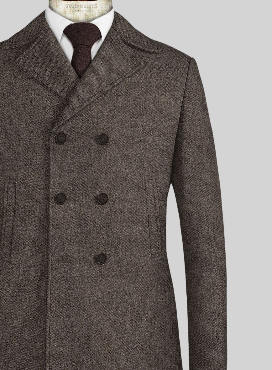Carre Brown Tweed Pea Coat - StudioSuits