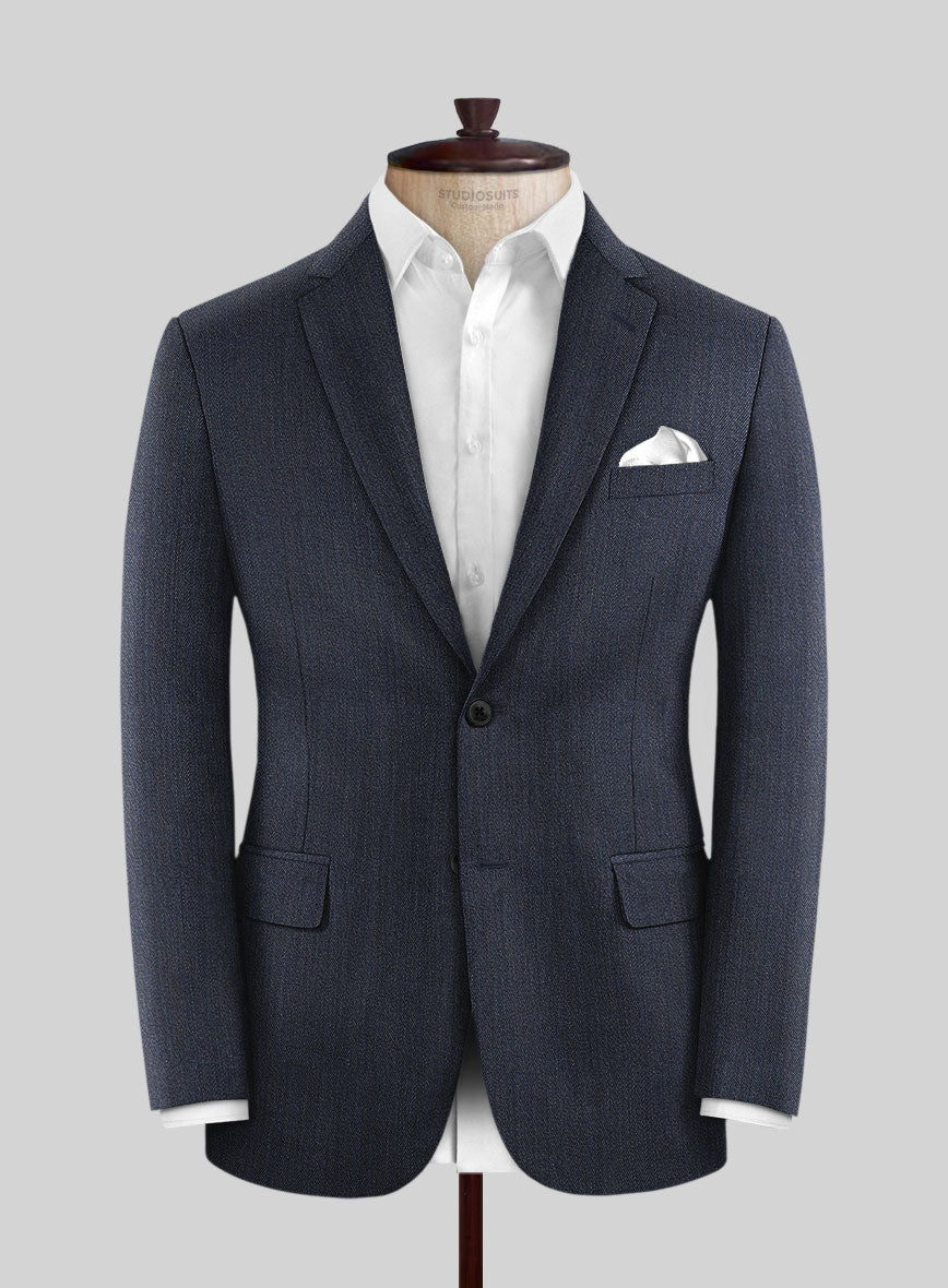 Cavalry Twill Dark Blue Wool Jacket - StudioSuits
