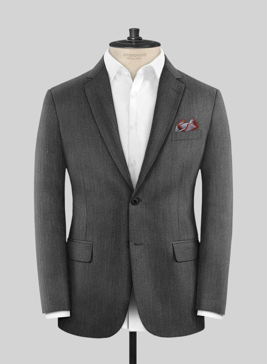 Cavalry Twill Dark Gray Wool Jacket - StudioSuits
