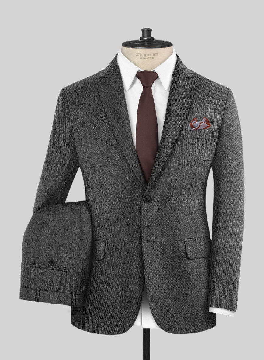 Cavalry Twill Dark Gray Wool Suit - StudioSuits