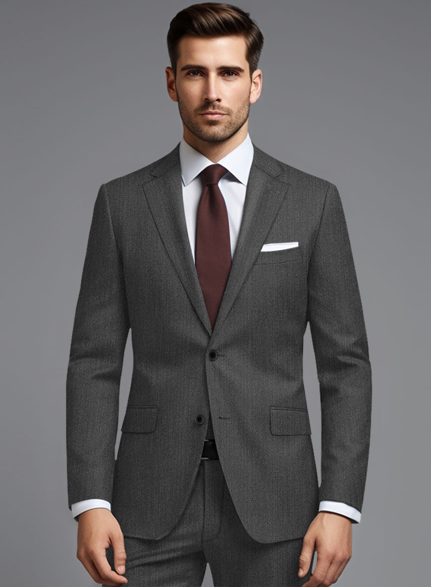 Cavalry Twill Dark Gray Wool Suit - StudioSuits