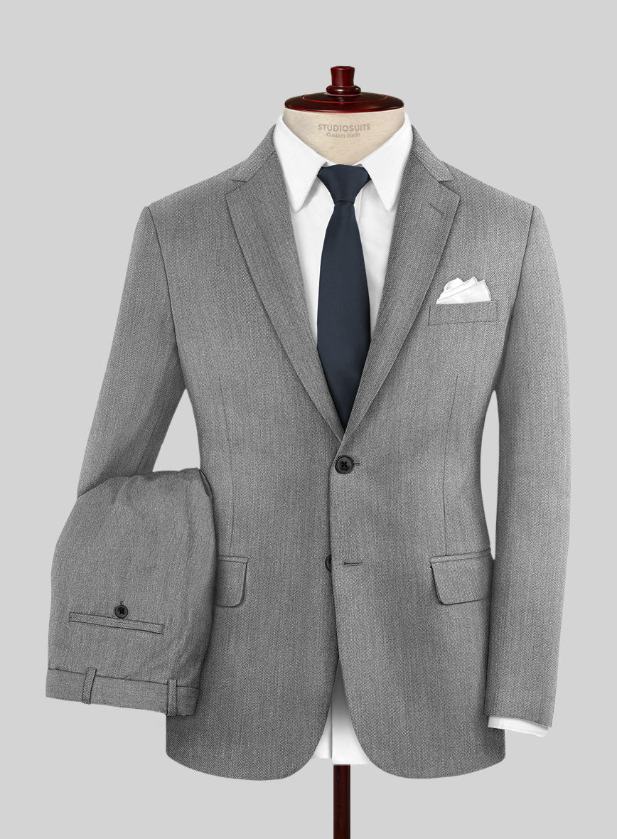 Cavalry Twill Light Gray Wool Suit - StudioSuits