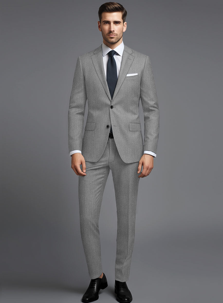 Cavalry Twill Light Gray Wool Suit - StudioSuits
