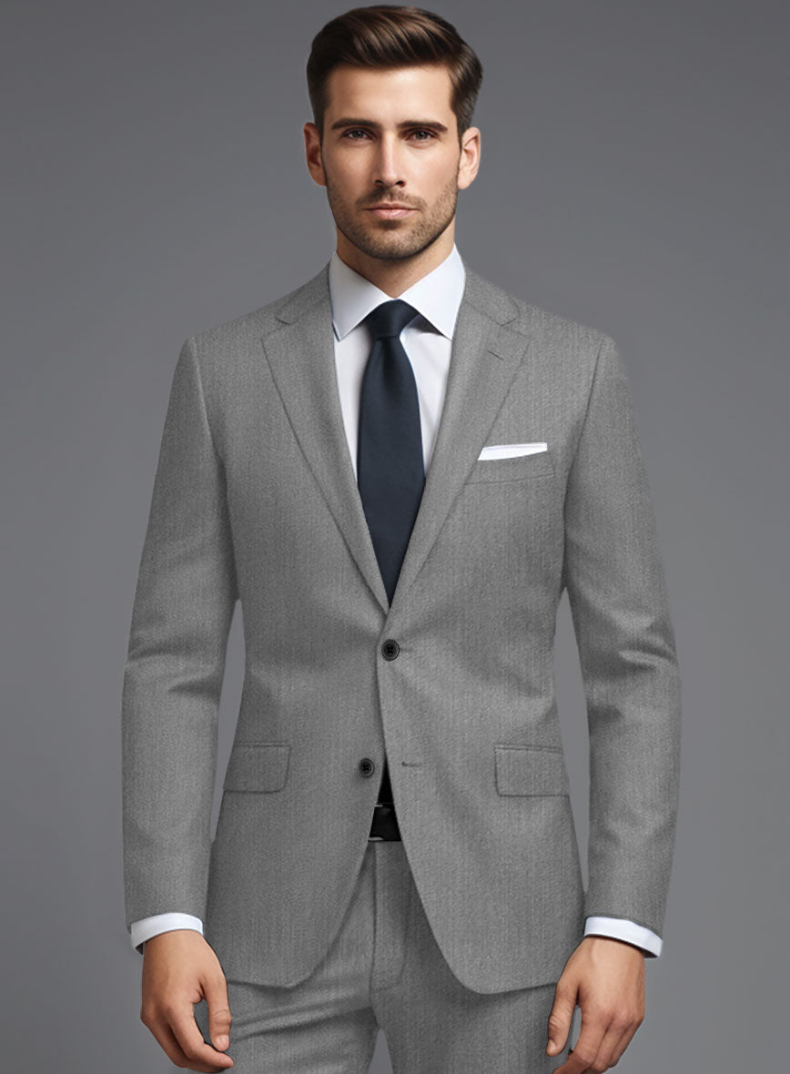 Cavalry Twill Light Gray Wool Suit - StudioSuits